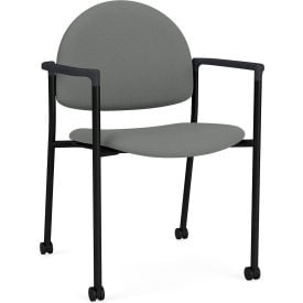 Lesro Chat Guest Chair with Casters Black Frame Onyx Black Armrests Open House Asteroid Fabric CX1131.SBK.COX.F04-01OHAS
