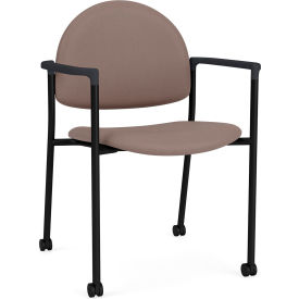 Lesro Chat Guest Chair with Casters Black Frame Onyx Black Armrests Open House Goose Fabric CX1131.SBK.COX.F04-01OHGS