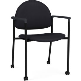 Lesro Chat Guest Chair with Casters Black Frame Onyx Black Armrests Patriot Plus Black Vinyl CX1131.SBK.COX.F04-01PPBK