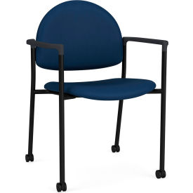 Lesro Chat Guest Chair w/ Casters Black Frame Onyx Black ArmrestsPatriot Plus Imperial Blue Vinyl CX1131.SBK.COX.F04-01PPIB