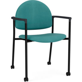 Lesro Chat Guest Chair with Casters Black Frame Onyx Black Armrests Patriot Plus Sea Vinyl CX1131.SBK.COX.F04-01PPSE