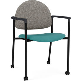 Lesro Chat Guest Chair with Casters Black Frame Connelly Dove Back Patriot Plus Sea Vinyl Seat CX1131.SBK.COX.F04-02CODO.03PPSE
