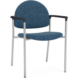 Lesro Chat Guest Chair Silver Frame Onyx Black Armrests Connelly Blue Jay Fabric CX1131.SSV.COX-01COBJ