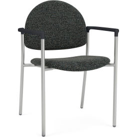 Lesro Chat Guest Chair Silver Frame Onyx Black Armrests Connelly Crow Fabric CX1131.SSV.COX-01COCR