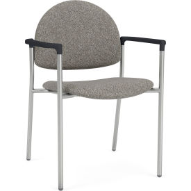 Lesro Chat Guest Chair Silver Frame Onyx Black Armrests Connelly Dove Fabric CX1131.SSV.COX-01CODO