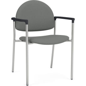 Lesro Chat Guest Chair Silver Frame Onyx Black Armrests Open House Asteroid Fabric CX1131.SSV.COX-01OHAS