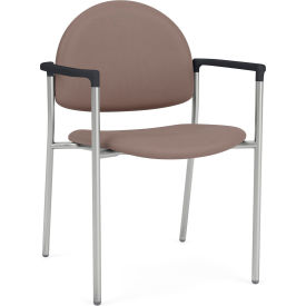 Lesro Chat Guest Chair Silver Frame Onyx Black Armrests Open House Goose Fabric CX1131.SSV.COX-01OHGS