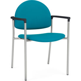 Lesro Chat Guest Chair Silver Frame Onyx Black Armrests Open House Waterfall Fabric CX1131.SSV.COX-01OHWF
