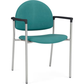Lesro Chat Guest Chair Silver Frame Onyx Black Armrests Patriot Plus Sea Vinyl CX1131.SSV.COX-01PPSE