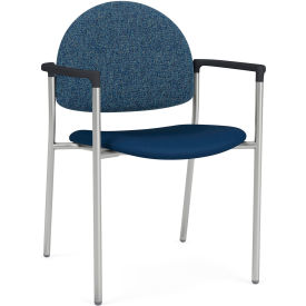 Lesro Chat Guest Chair Silver Frame Connelly Blue Jay Back Patriot Plus Imperial Blue Vinyl Seat CX1131.SSV.COX-02COBJ.03PPIB