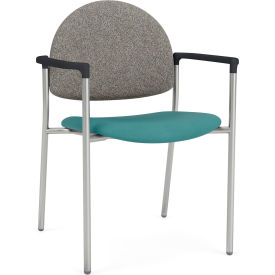 Lesro Chat Guest Chair Silver Frame Connelly Dove Back Patriot Plus Sea Vinyl Seat CX1131.SSV.COX-02CODO.03PPSE