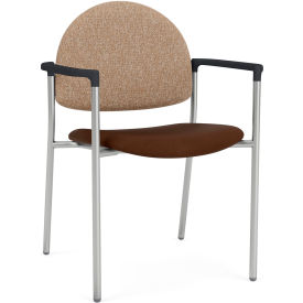 Lesro Chat Guest Chair Silver Frame Connelly Wren Back Patriot Plus Mocha Vinyl Seat CX1131.SSV.COX-02COWN.03PPMO