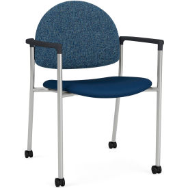 Lesro Chat Guest Chair with Casters Connelly Blue Jay Back Patriot Plus Imperial Blue Seat CX1131.SSV.COX.F04-02COBJ.03PPIB
