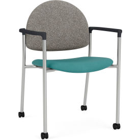 Lesro Chat Guest Chair with Casters Silver Frame Connelly Dove Back Patriot Plus Sea Vinyl Seat CX1131.SSV.COX.F04-02CODO.03PPSE