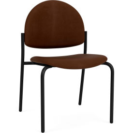 Lesro Chat Armless Guest Chair Black Frame Patriot Plus Mocha Vinyl CX1132.SBK-01PPMO