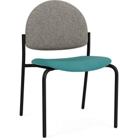Lesro Chat Armless Guest Chair Black Frame Connelly Dove Back Patriot Plus Sea Vinyl Seat CX1132.SBK-02CODO.03PPSE