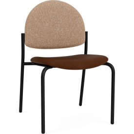 Lesro Chat Armless Guest Chair Black Frame Connelly Wren Back Patriot Plus Mocha Vinyl Seat CX1132.SBK-02COWN.03PPMO