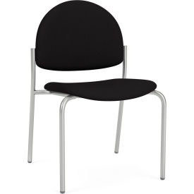 Lesro Chat Armless Guest Chair Silver Frame Open House Black Fabric CX1132.SSV-01OHBK