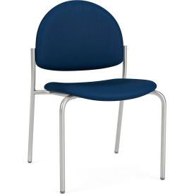 Lesro Chat Armless Guest Chair Silver Frame Patriot Plus Imperial Blue Vinyl CX1132.SSV-01PPIB