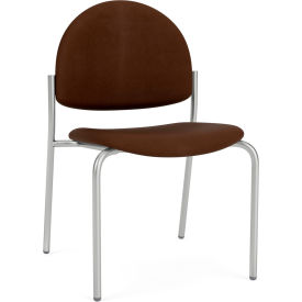 Lesro Chat Armless Guest Chair Silver Frame Patriot Plus Mocha Vinyl CX1132.SSV-01PPMO