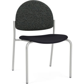 Lesro Chat Armless Guest Chair Silver Frame Connelly Crow Fabric Back Patriot Plus Black Seat CX1132.SSV-02COCR.03PPBK