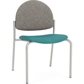 Lesro Chat Armless Guest Chair Silver Frame Connelly Dove Back Patriot Plus Sea Vinyl Seat CX1132.SSV-02CODO.03PPSE