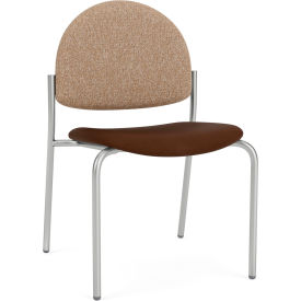 Lesro Chat Armless Guest Chair Silver Frame Connelly Wren Back Patriot Plus Mocha Vinyl Seat CX1132.SSV-02COWN.03PPMO