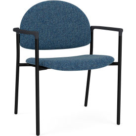 Lesro Chat Wide Guest Chair Black Frame Onyx Black Armrests Connelly Blue Jay Fabric CX1231.SBK.COX-01COBJ