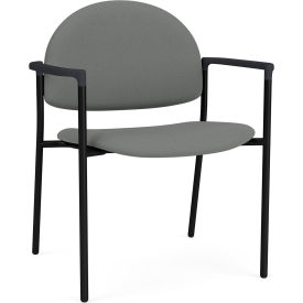 Lesro Chat Wide Guest Chair Black Frame Onyx Black Armrests Open House Asteroid Fabric CX1231.SBK.COX-01OHAS