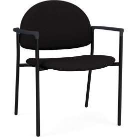 Lesro Chat Wide Guest Chair Black Frame Onyx Black Armrests Open House Black Fabric CX1231.SBK.COX-01OHBK