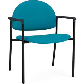 Lesro Chat Wide Guest Chair Black Frame Onyx Black Armrests Open House Waterfall Fabric CX1231.SBK.COX-01OHWF
