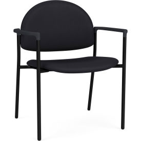Lesro Chat Wide Guest Chair Black Frame Onyx Black Armrests Patriot Plus Black Vinyl CX1231.SBK.COX-01PPBK