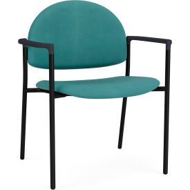 Lesro Chat Wide Guest Chair Black Frame Onyx Black Armrests Patriot Plus Sea Vinyl CX1231.SBK.COX-01PPSE