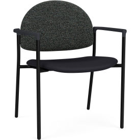 Lesro Chat Wide Guest Chair Black Frame Connelly Crow Fabric Back Patriot Plus Black Vinyl Seat CX1231.SBK.COX-02COCR.03PPBK