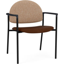 Lesro Chat Wide Guest Chair Black Frame Connelly Wren Back Patriot Plus Mocha Vinyl Seat CX1231.SBK.COX-02COWN.03PPMO