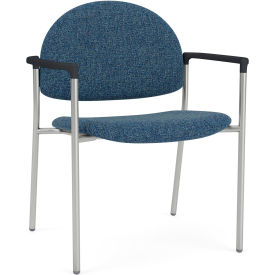 Lesro Chat Wide Guest Chair Silver Frame Onyx Black Armrests Connelly Blue Jay Fabric CX1231.SSV.COX-01COBJ