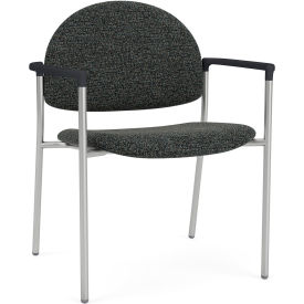 Lesro Chat Wide Guest Chair Silver Frame Onyx Black Armrests Connelly Crow Fabric CX1231.SSV.COX-01COCR