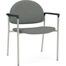 Lesro Chat Wide Guest Chair Silver Frame Onyx Black Armrests Open House Asteroid Fabric CX1231.SSV.COX-01OHAS