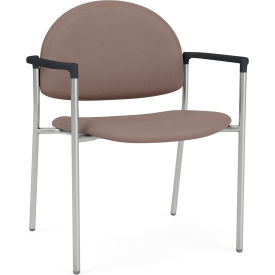 Lesro Chat Wide Guest Chair Silver Frame Onyx Black Armrests Open House Goose Fabric CX1231.SSV.COX-01OHGS