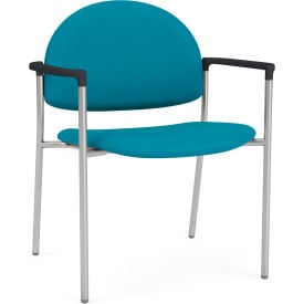 Lesro Chat Wide Guest Chair Silver Frame Onyx Black Armrests Open House Waterfall Fabric CX1231.SSV.COX-01OHWF