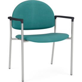 Lesro Chat Wide Guest Chair Silver Frame Onyx Black Armrests Patriot Plus Sea Vinyl CX1231.SSV.COX-01PPSE