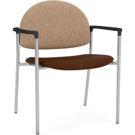 Lesro Chat Wide Guest Chair Silver Frame Connelly Wren Back Patriot Plus Mocha Vinyl Seat CX1231.SSV.COX-02COWN.03PPMO
