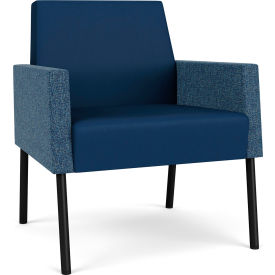 Lesro Mystic Lounge Guest Chair Black Frame Patriot Plus Imperial Blue Vinyl Back & Seat ML1101.SBK-02PPMIB.03PPIB.04COBJ