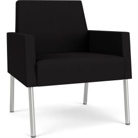 Lesro Mystic Lounge Guest Chair Silver Frame Open House Black Fabric ML1101.SSV-01OHBK