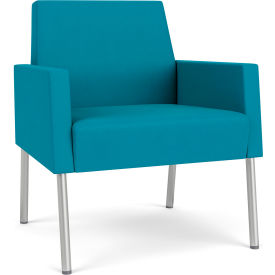 Lesro Mystic Lounge Guest Chair Silver Frame Open House Waterfall Fabric ML1101.SSV-01OHWF