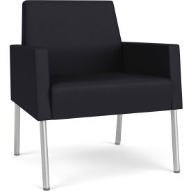 Lesro Mystic Lounge Guest Chair Silver Frame Patriot Plus Black Vinyl ML1101.SSV-01PPBK