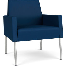 Lesro Mystic Lounge Guest Chair Silver Frame Patriot Plus Imperial Blue Vinyl ML1101.SSV-01PPIB
