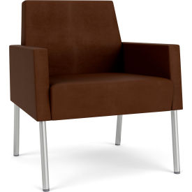 Lesro Mystic Lounge Guest Chair Silver Frame Patriot Plus Mocha Vinyl ML1101.SSV-01PPMO