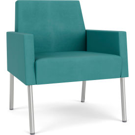 Lesro Mystic Lounge Guest Chair Silver Frame Patriot Plus Sea Vinyl ML1101.SSV-01PPSE