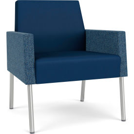 Lesro Mystic Lounge Guest Chair Silver Frame Patriot Plus Imperial Blue Vinyl Back & Seat ML1101.SSV-02PPMIB.03PPIB.04COBJ
